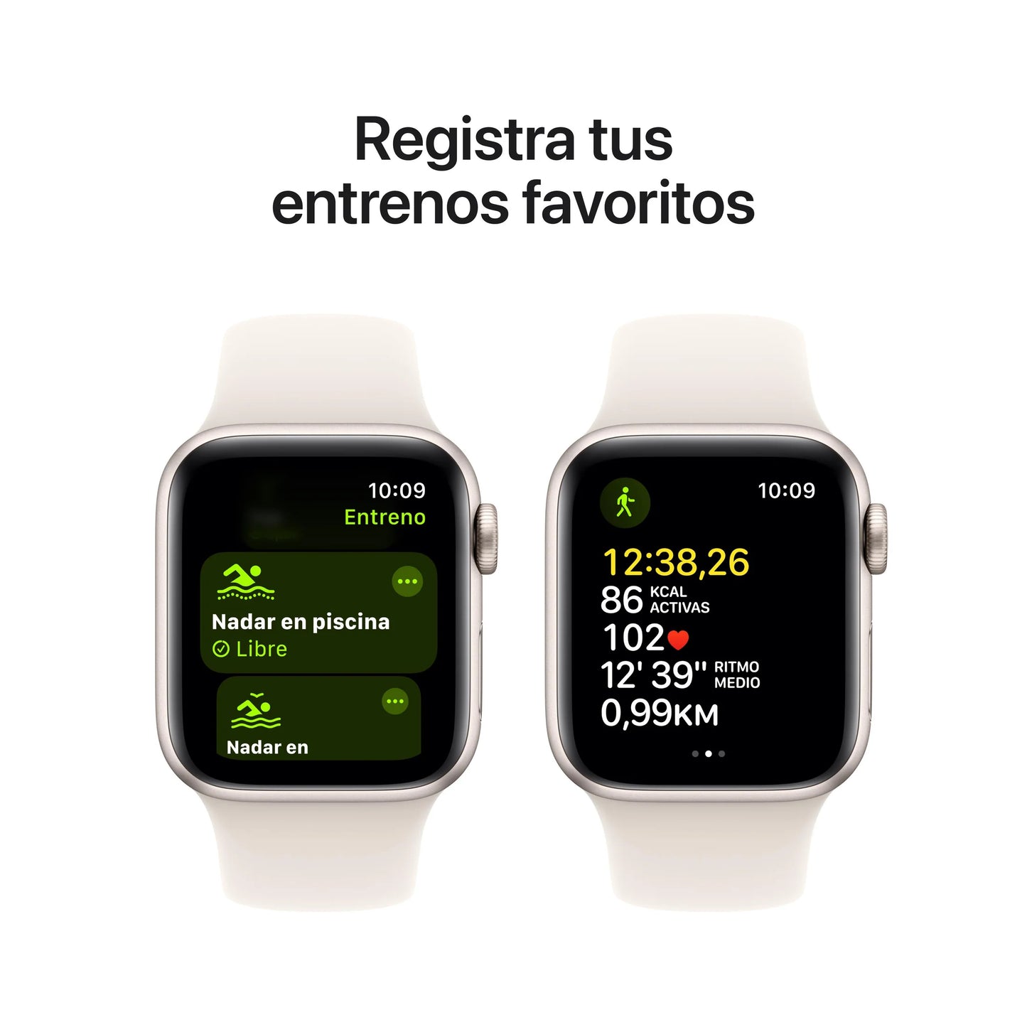 Apple Watch SE GPS • Caja de aluminio blanco estelar de 40 mm • Correa deportiva blanco estelar - S/M