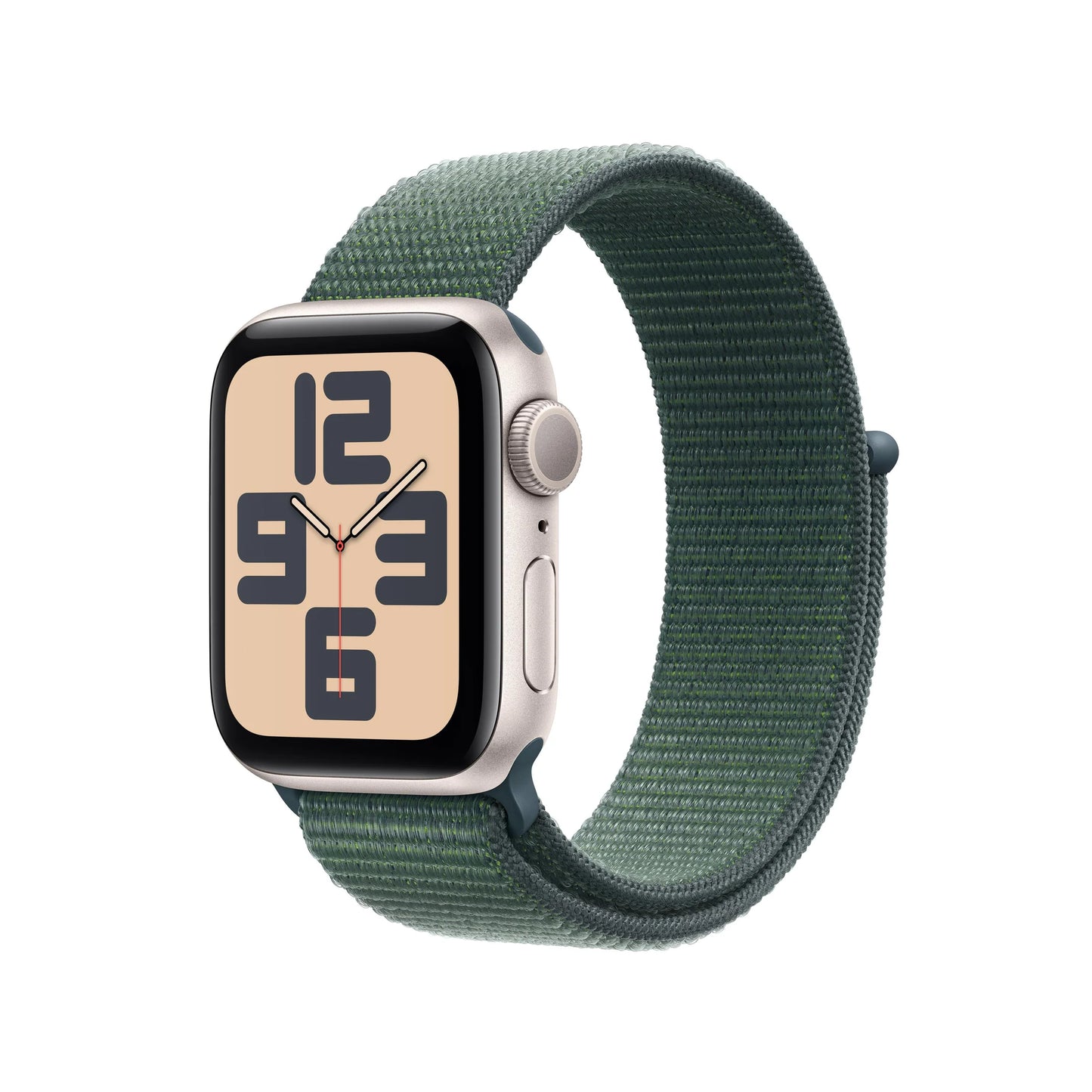 Apple Watch SE GPS • Caja de aluminio blanco estelar de 40 mm • Correa loop deportiva verde lago
