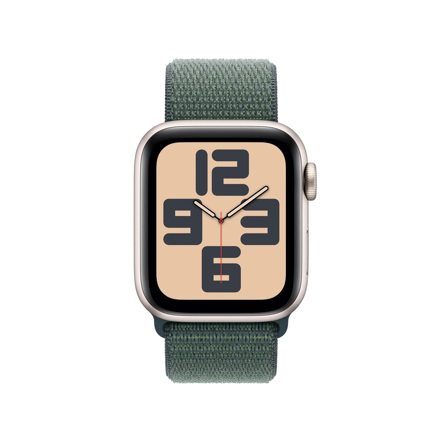 Apple Watch SE GPS • Caja de aluminio blanco estelar de 40 mm • Correa loop deportiva verde lago