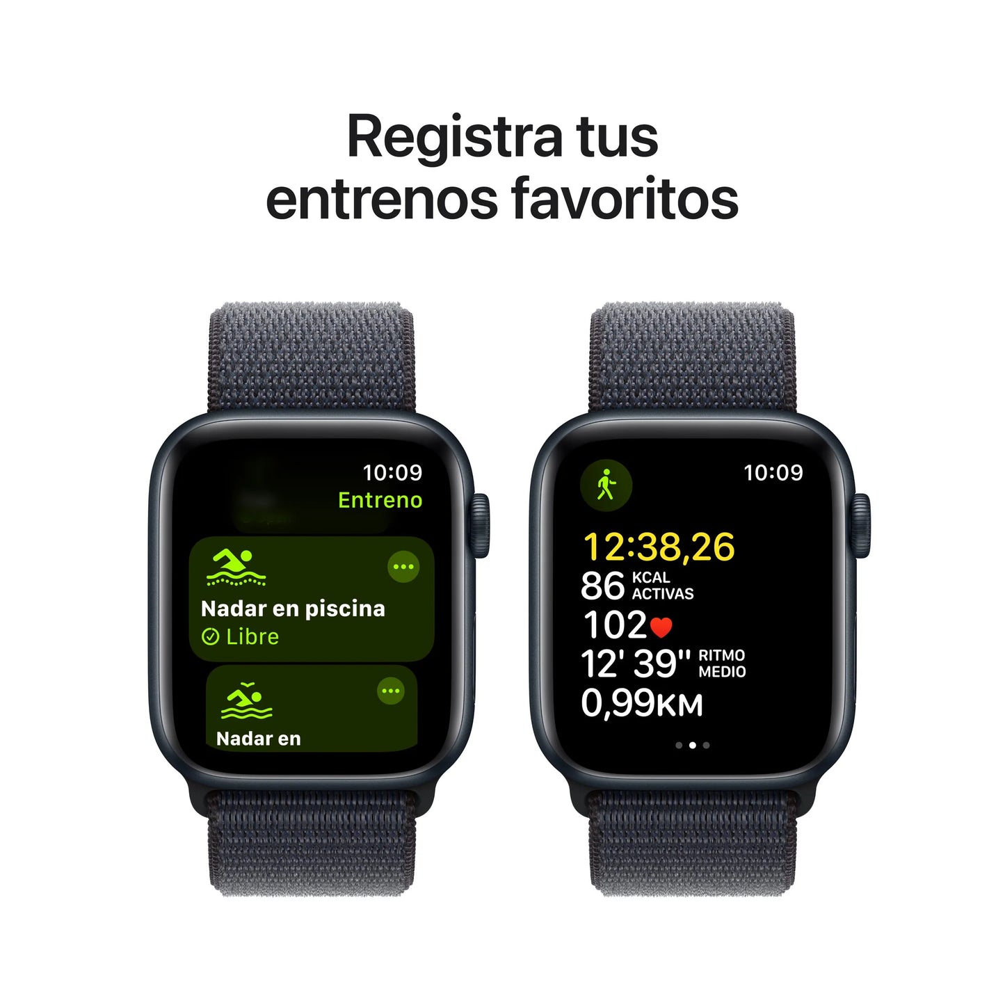 Apple Watch SE GPS • Caja de aluminio color medianoche de 40 mm • Correa loop deportiva color tinta