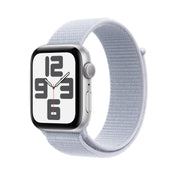 Apple Watch SE GPS • Caja de aluminio color plata de 44 mm • Correa loop deportiva azul nube