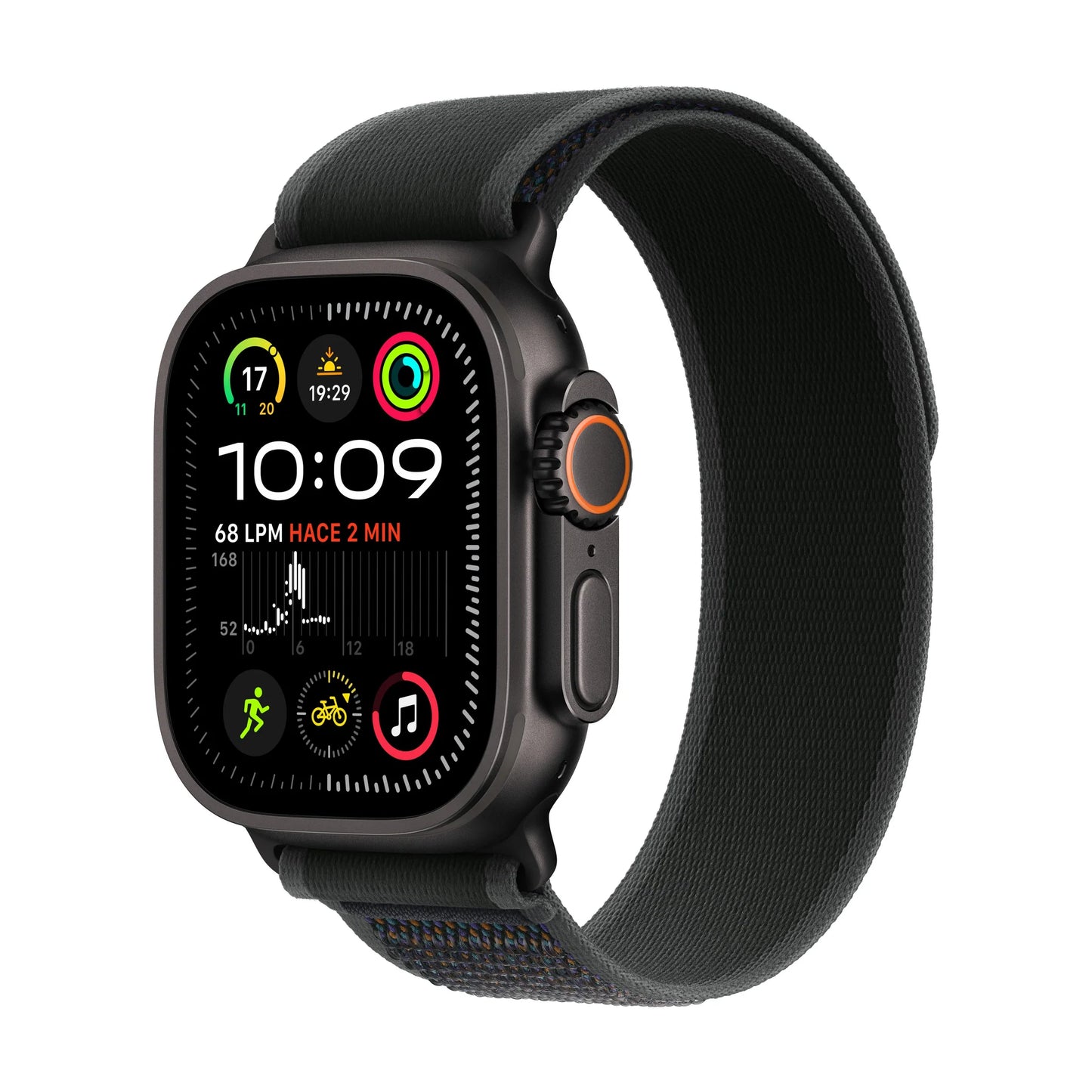 Apple Watch Ultra 2 GPS + Cellular • Caja de titanio negro de 49 mm • Correa Trail negra - S/M