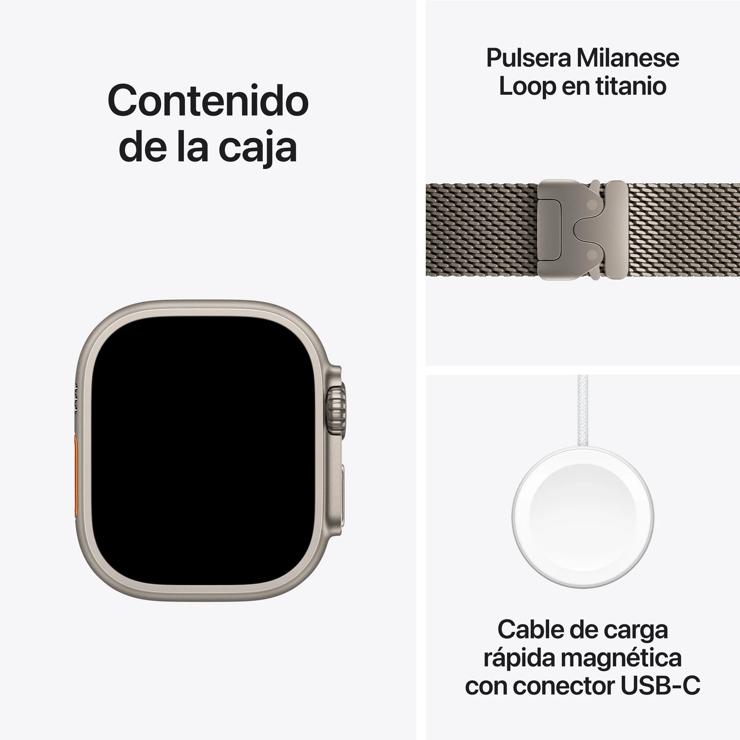 Apple Watch Ultra 2 GPS + Cellular • Caja de titanio natural de 49 mm • Correa estilo milanés de titanio natural - Mediana