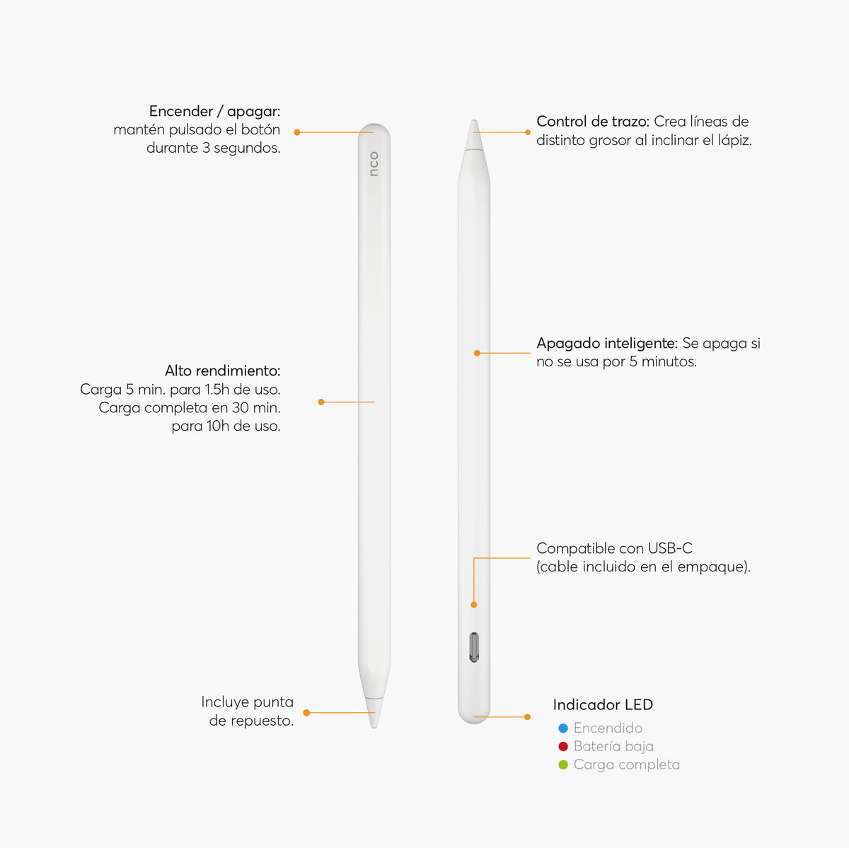 NCO SmartPen White Wireless Charging for All iPads