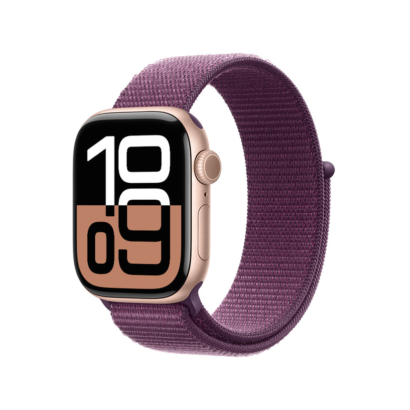 Apple_Watch_Series_10_42mm_GPS_Rose_Gold_Aluminum_Sport_Loop_Plum_PDP_Image_Position_1__MXES