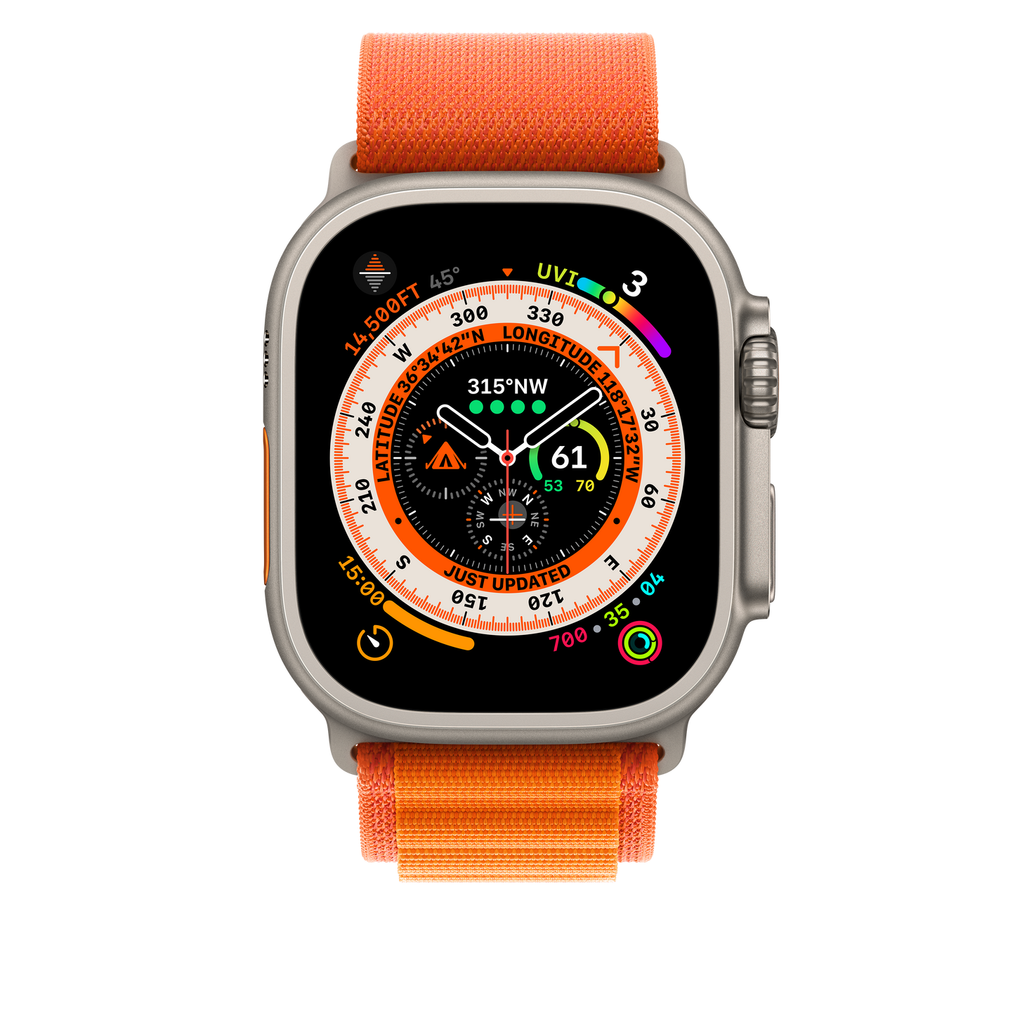 Correa alpina naranja para caja de 49 mm - Chica