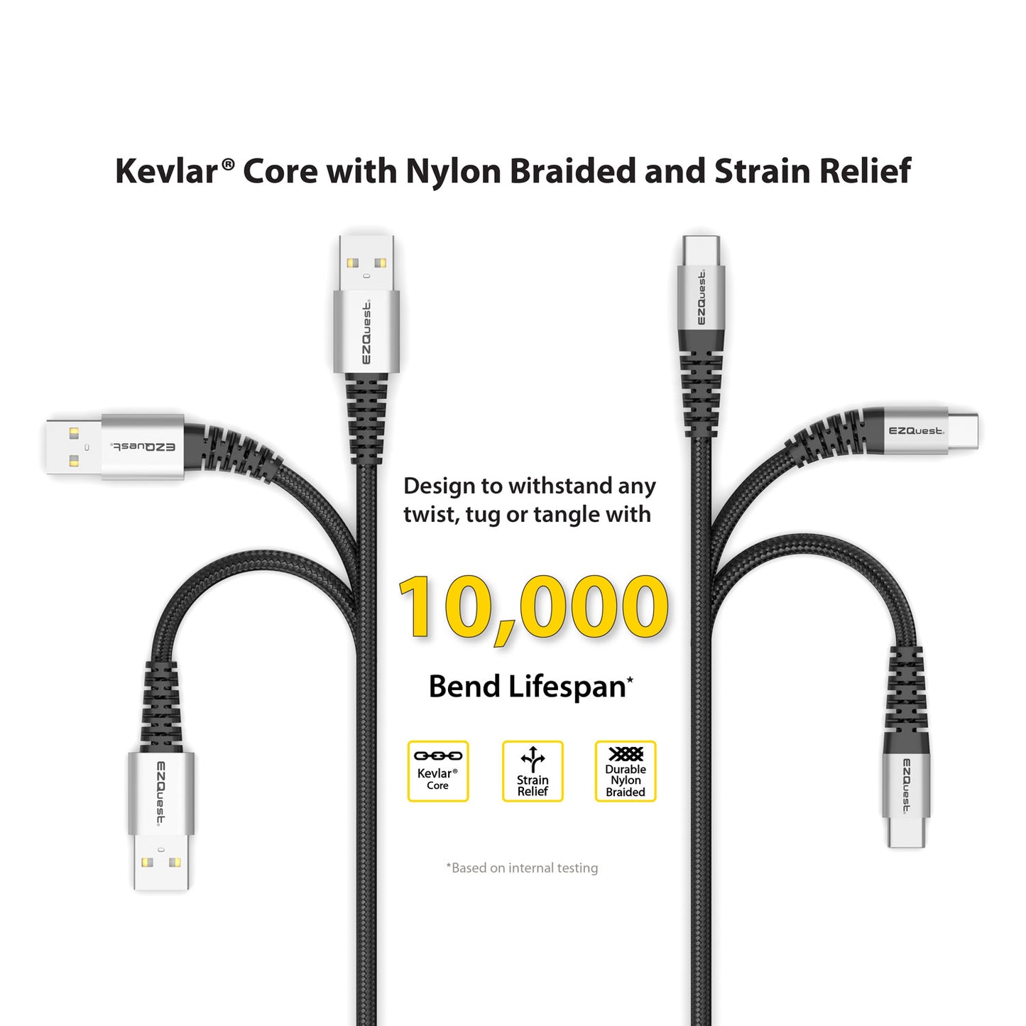 EZQuest Cable de carga y sincronización DuraGuard™ USB-C a USB-A 1.2 metros