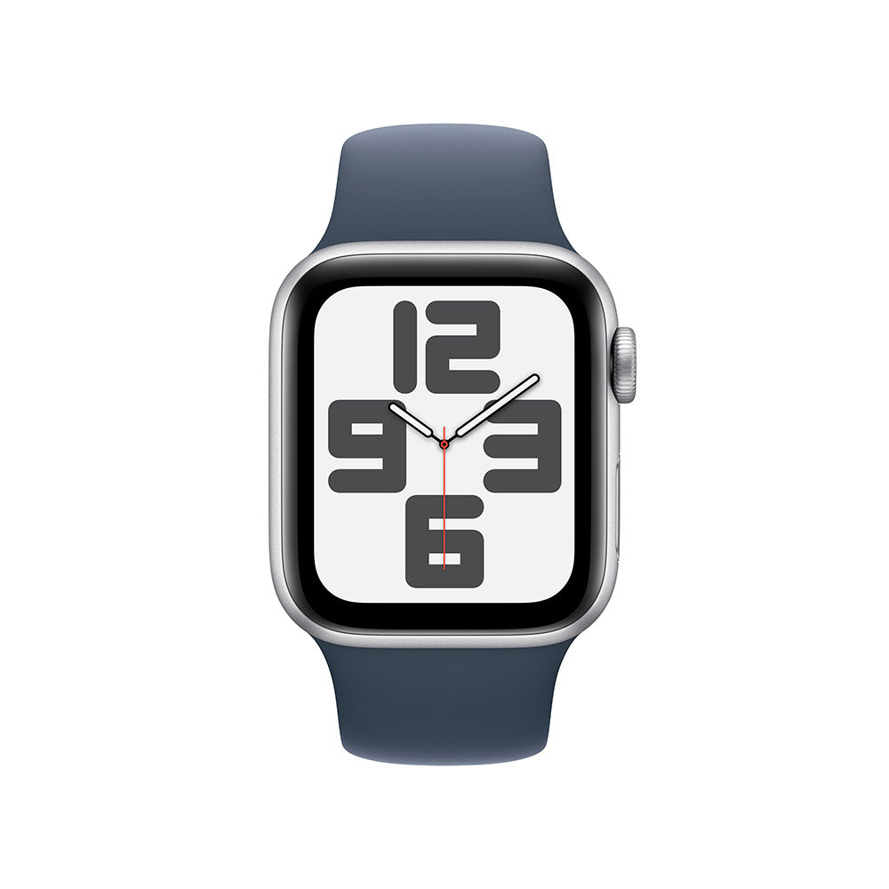 Apple Watch SE  Silver Aluminum Case with Storm Blue Sport Band