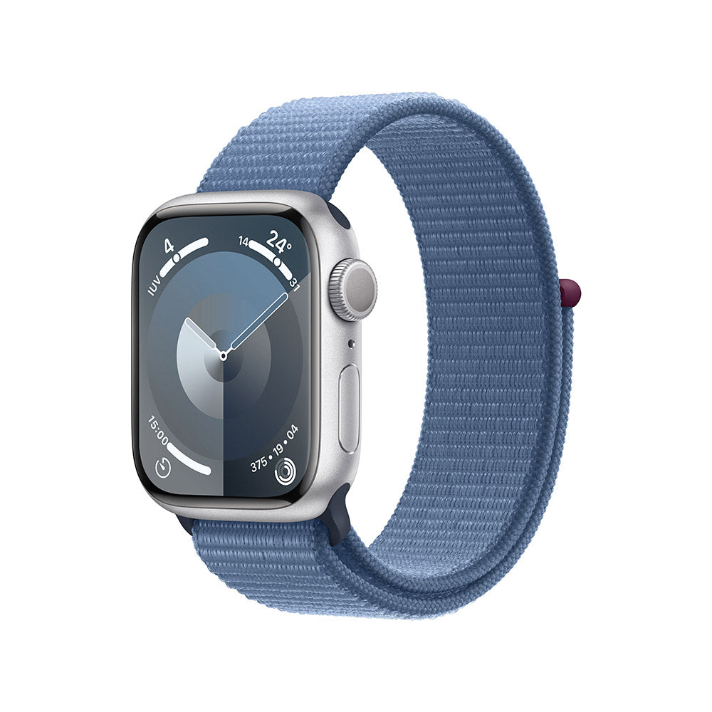 Apple Watch Series 9 Silver Aluminium Case with Winter Blue Sport Loop