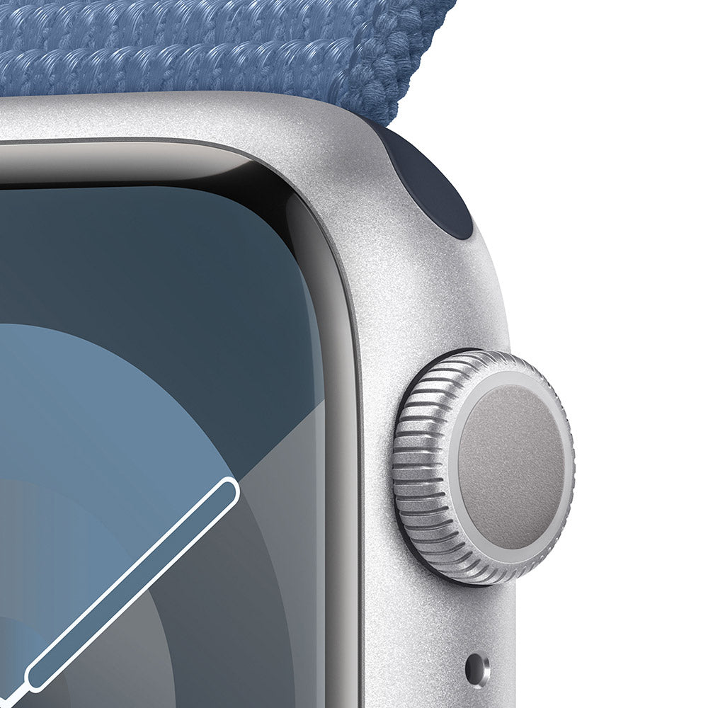 Apple Watch Series 9 Silver Aluminium Case with Winter Blue Sport Loop