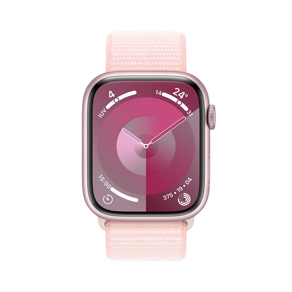 Apple Watch Series 9 Pink Aluminum Case with Light Pink Sport Loop