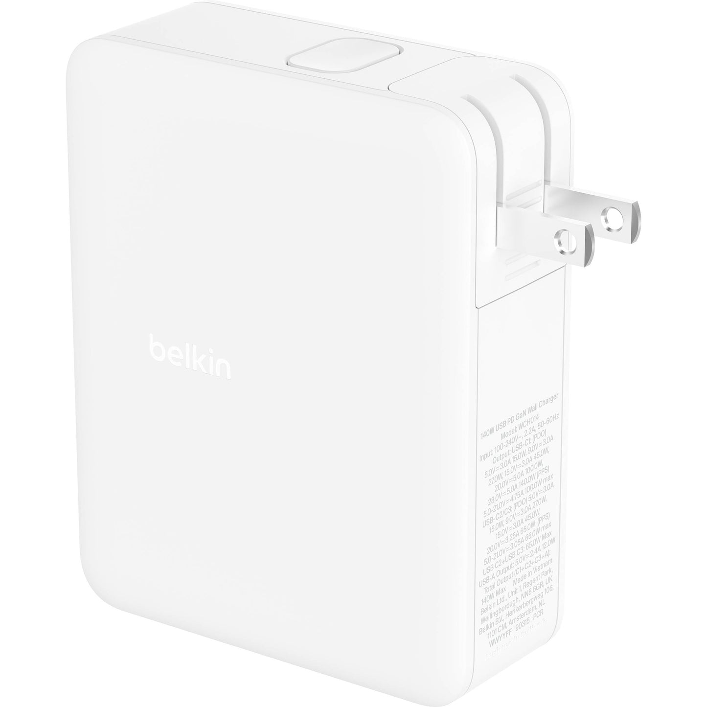Belkin Cargador de Pared 140w GaN 4 (USB-C 140-65W / USB-C 65-45W / USB-C 65-20W /USB-A 12W)