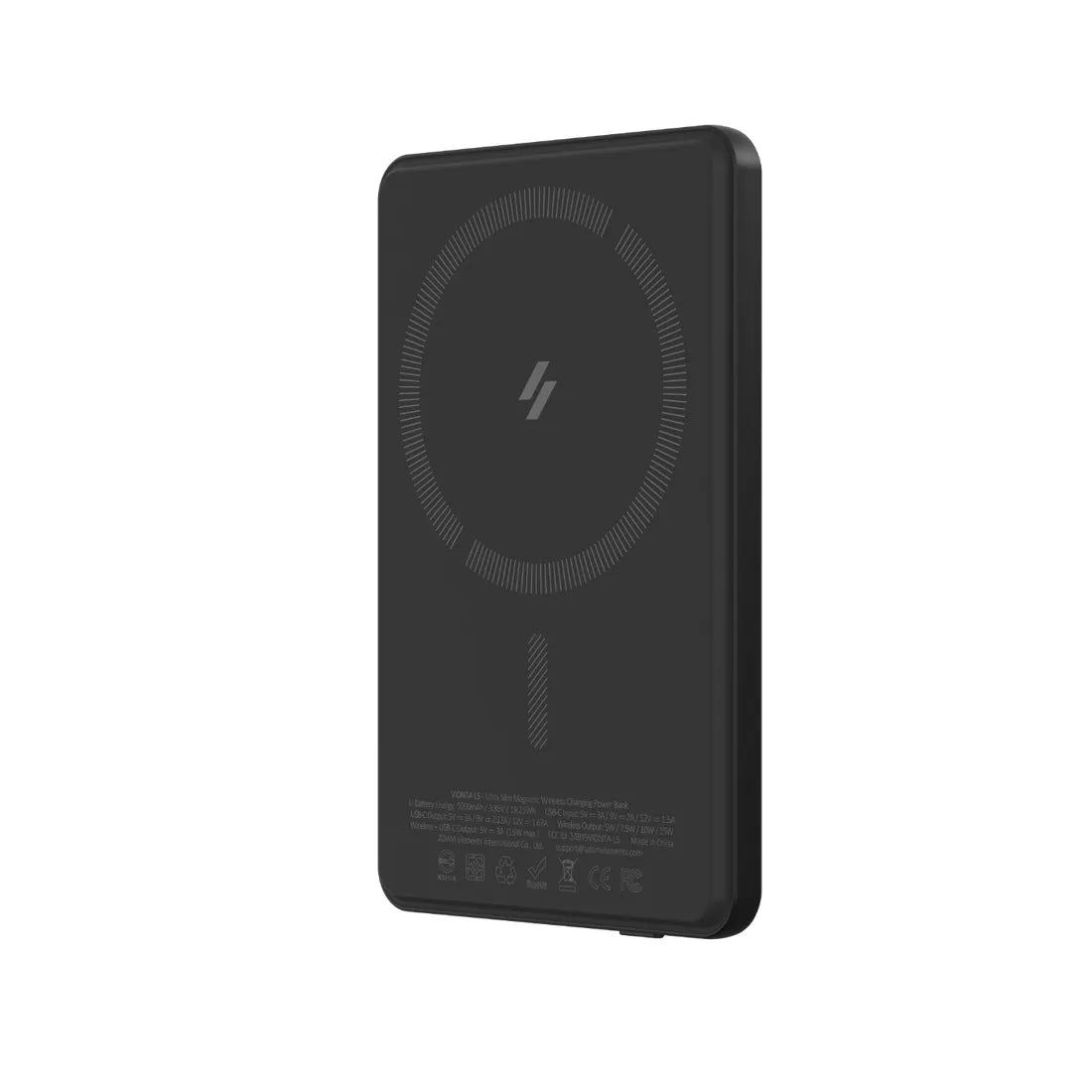 Adam Elements VIONTA L5 Ultra Slim Magnetic Wireless Charging Power Bank 5000mAh - Black