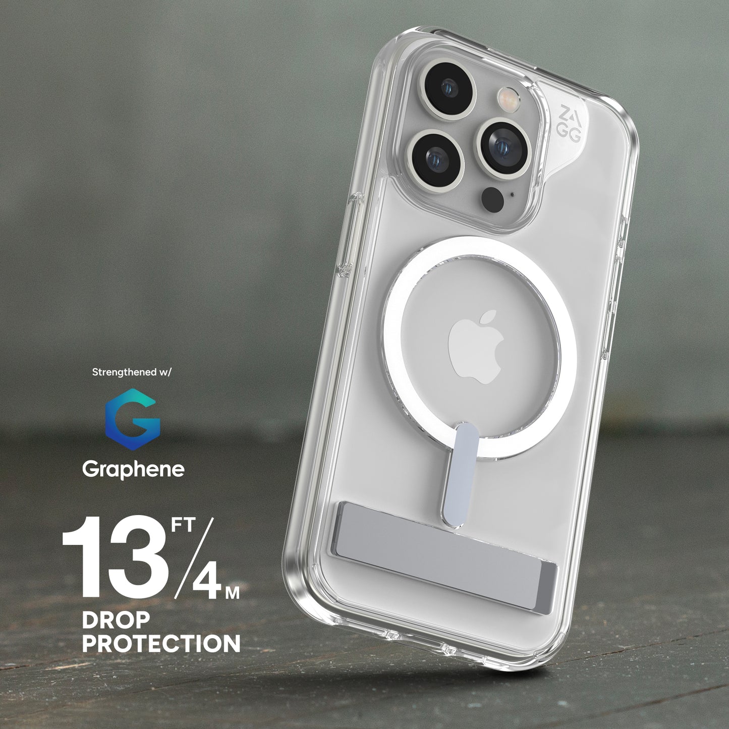 ZAGG Cases Crystal Palace iPhone 15 Pro Snap Clear con soporte