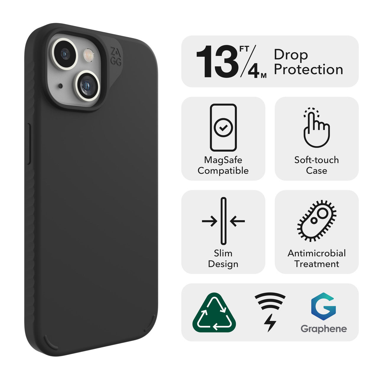 Zagg Manhattan Snap Negro para iPhone 13 / 14 / 15