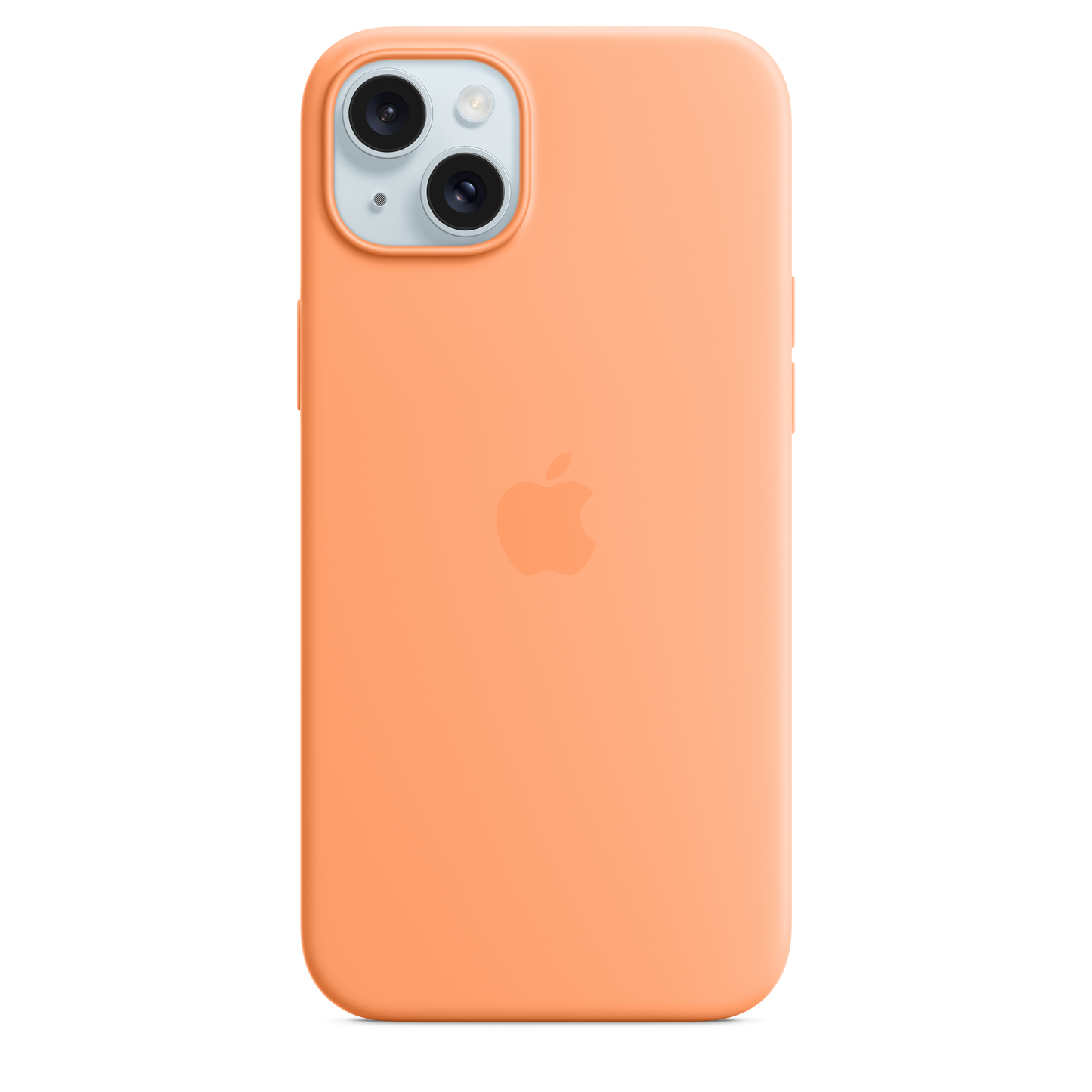 Funda de silicón con MagSafe para el iPhone 15 Plus - Color naranjada