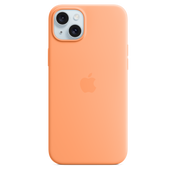 Funda de silicón con MagSafe para el iPhone 15 Plus - Color naranjada