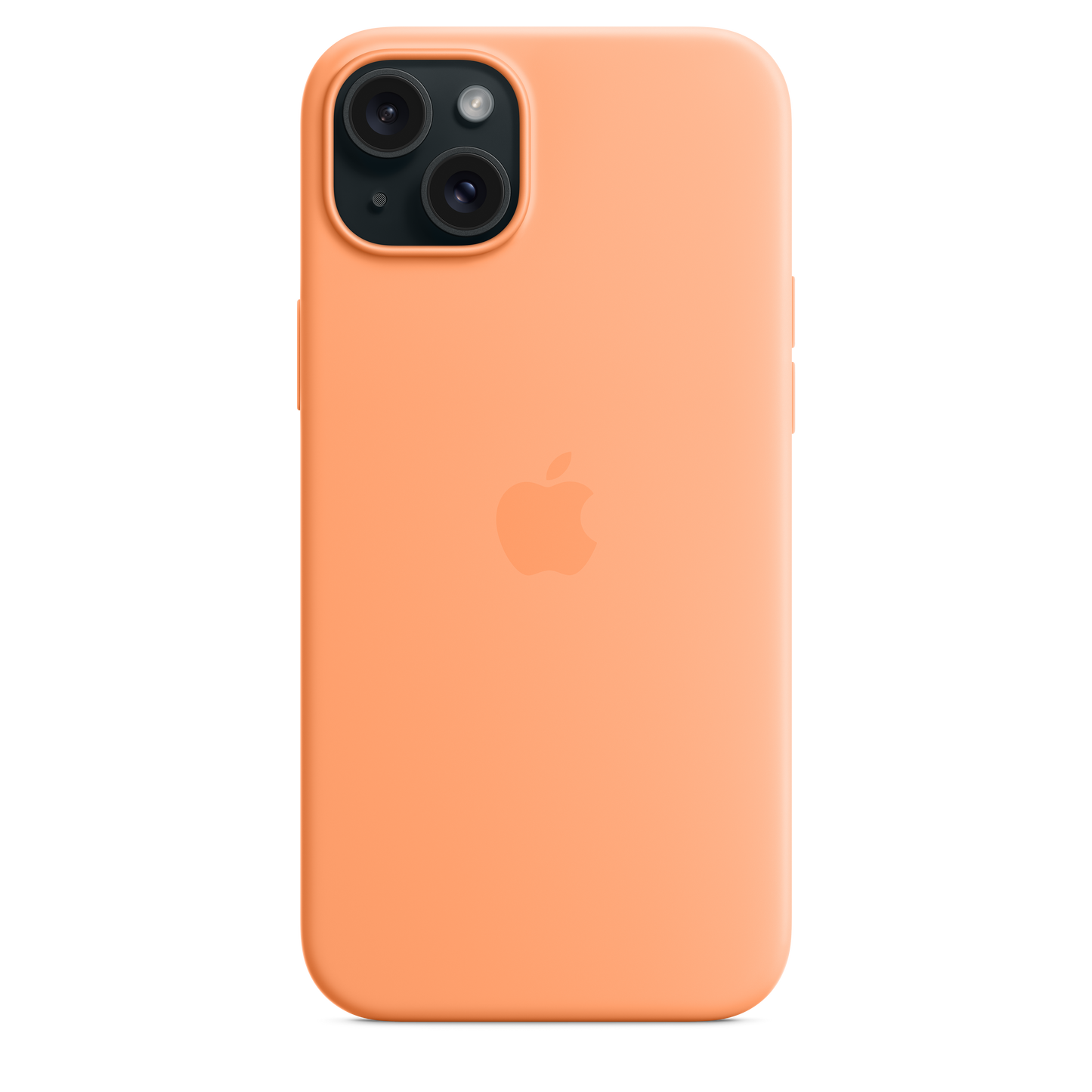 Funda de silicón con MagSafe para el iPhone 15 Plus - Color naranjada