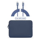 LOGiiX Vibrance Neo Sleeve Bundle with USB-C to USB-C Cable - Midnight Blue