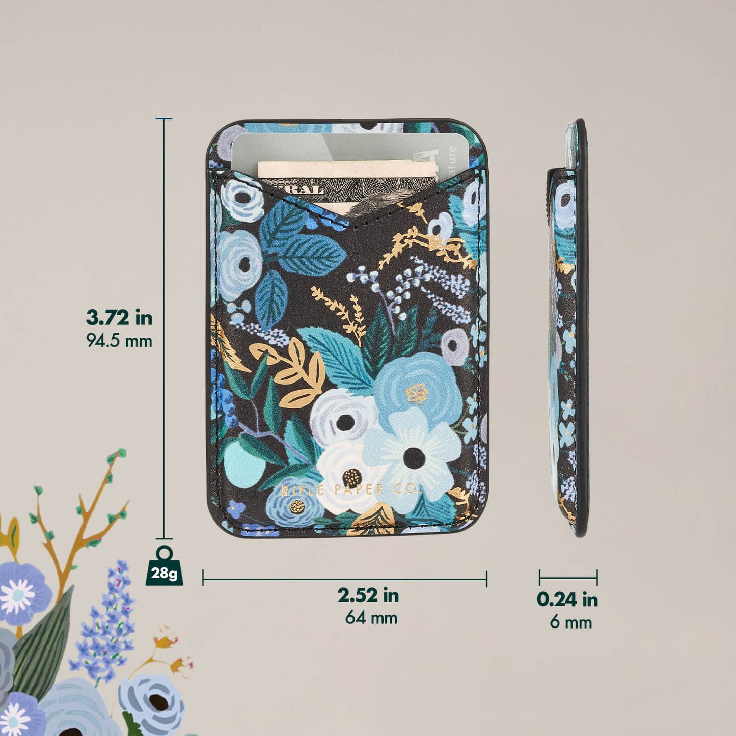 Case-Mate Rifle Paper Co. tarjetero magnético con MagSafe - Garden Party Blue