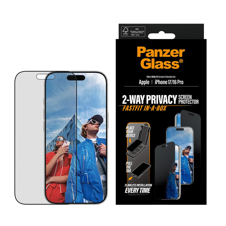 PanzerGlass Apple iPhone 17/iPhone 16 Pro UWF Privacy w. Fastfit in-a-box