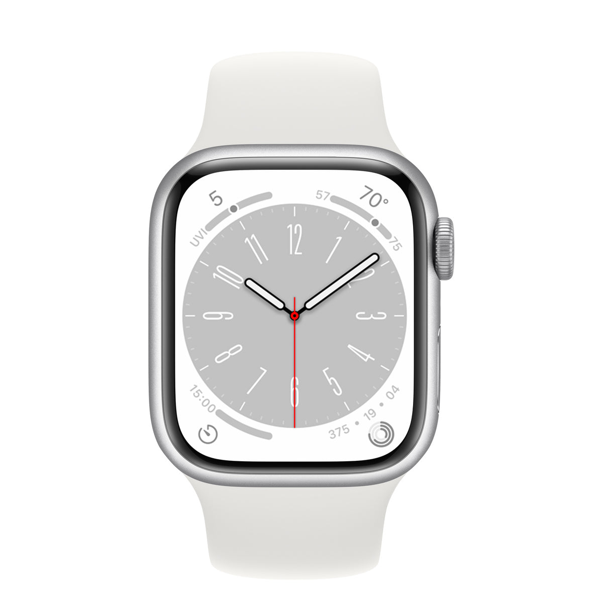 Apple Watch Series 8 GPS Silver Aluminium White Sport Band