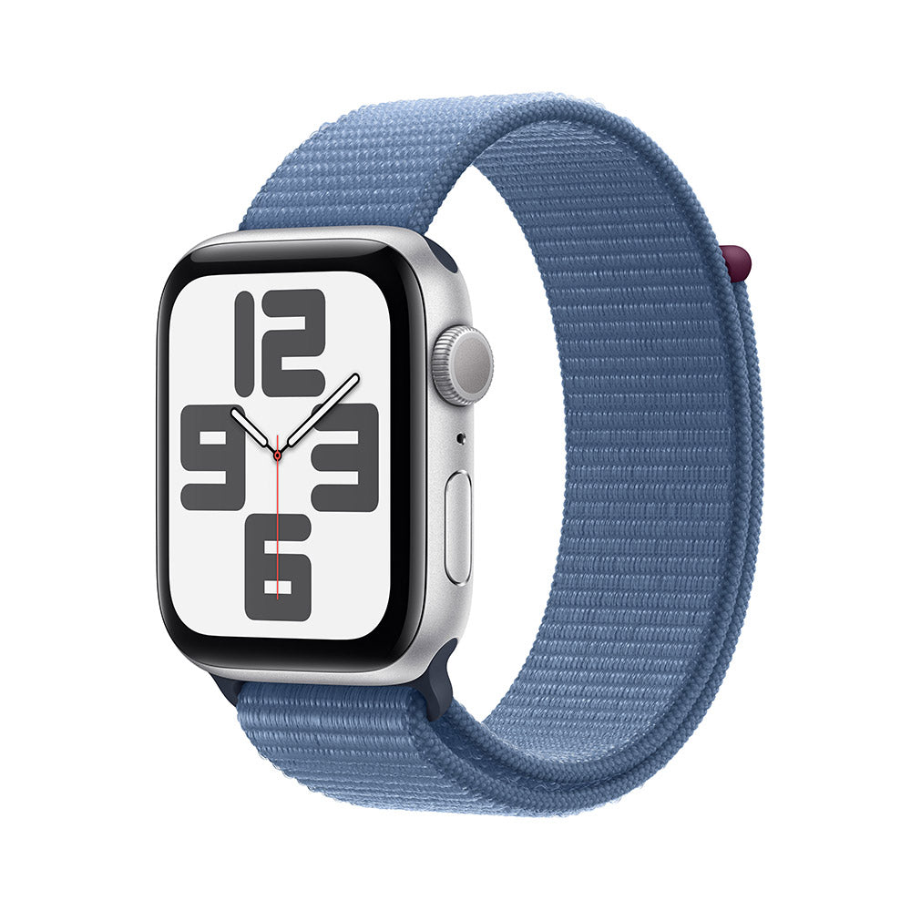 Apple Watch SE Silver Aluminum Case with Winter Blue Sport Loop